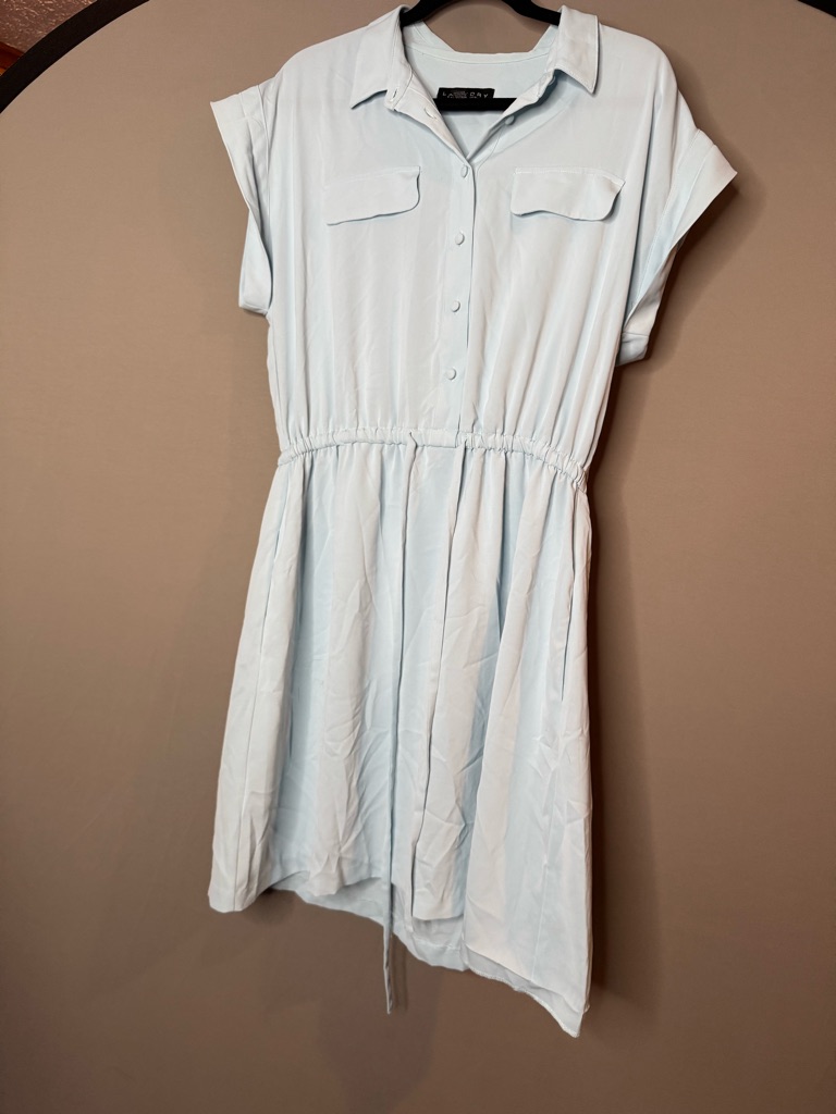 Laundry By Shelli Segal Light Blue Button-Front Shirt Dress